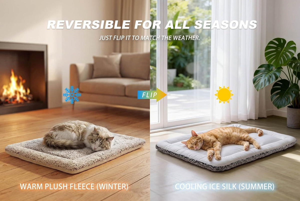 Self Warming Cat Bed, Reversible Cooling Mat for Cats, Gray, 18 X 24 Inches