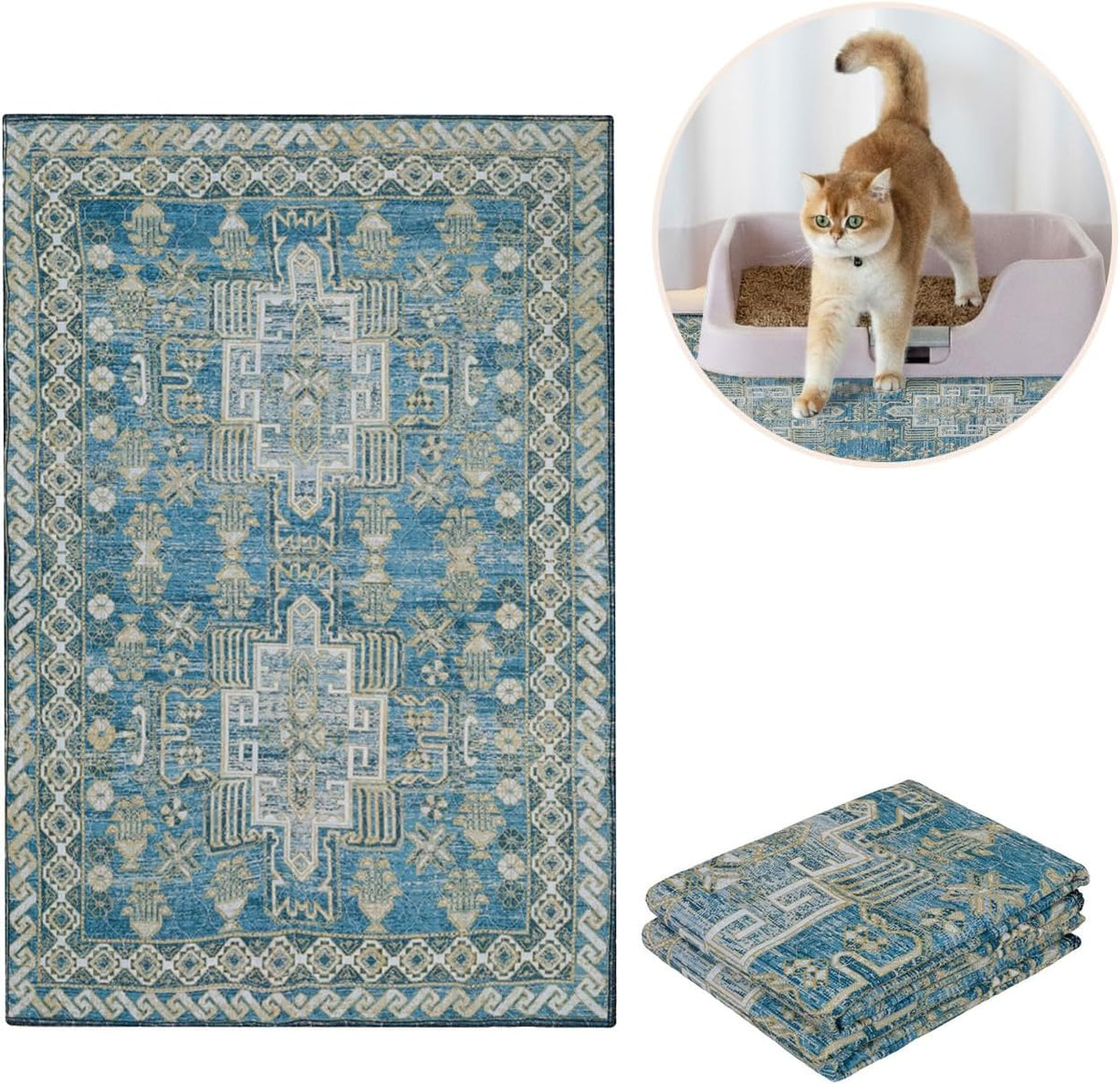 Lovewag Cat Litter Mat, Litter Box Mat, Blue Mesa, 28X41, 2 Pack