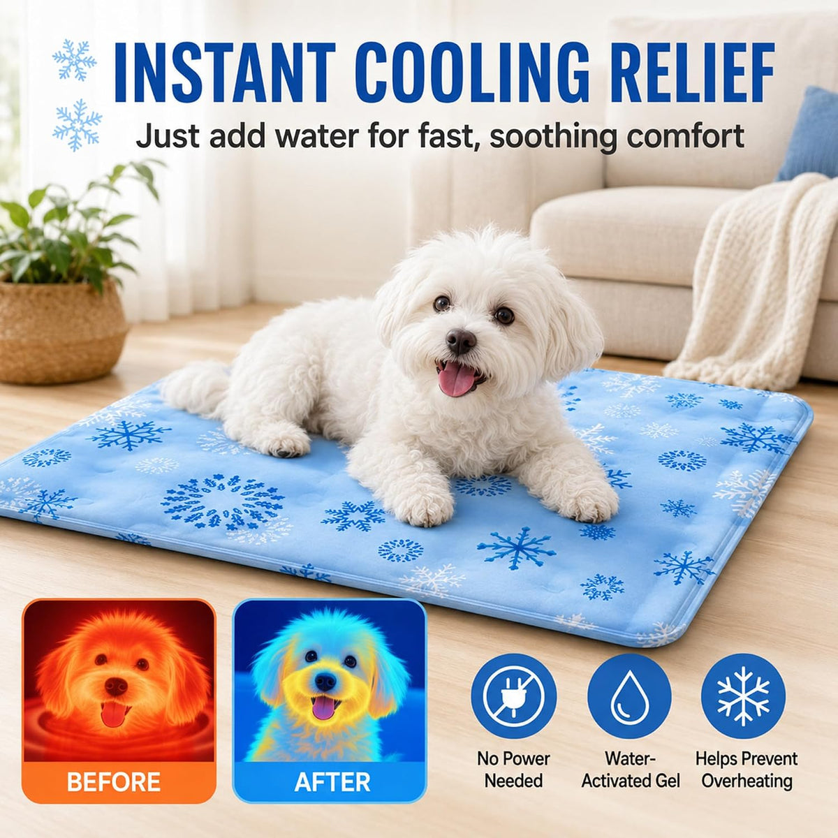 Dog Cooling Mat, Self-Cooling Water-Filled Pet Cooling Mat, Portable, Foldable Summer Ice Silk Cooling Mat, Washable Dog Bed Mat.
