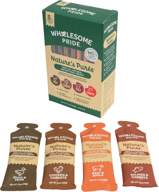 Wholesome Pride Nature'S Puree Creamy Lickable Dog Treats, 1.4 Oz, 8-Count