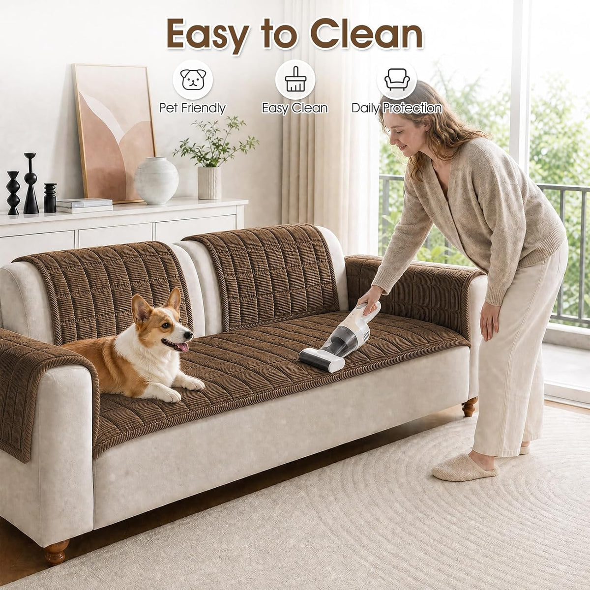 Couch Cover for Dogs Non-Slip Pet Couch Cover for Sofa Plush Protector