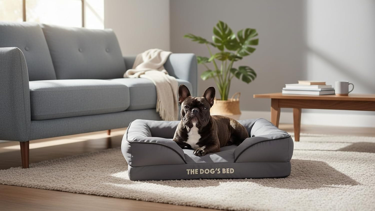 The Dog’S Bed Supportive Egg Crate Foam Dog Bed for Medium Dogs, Grey Oxford - Washable Bolster Dog Bed with Removable Waterproof Liner, Non Slip Base, Calming Surface – Certipur-Certified Foam