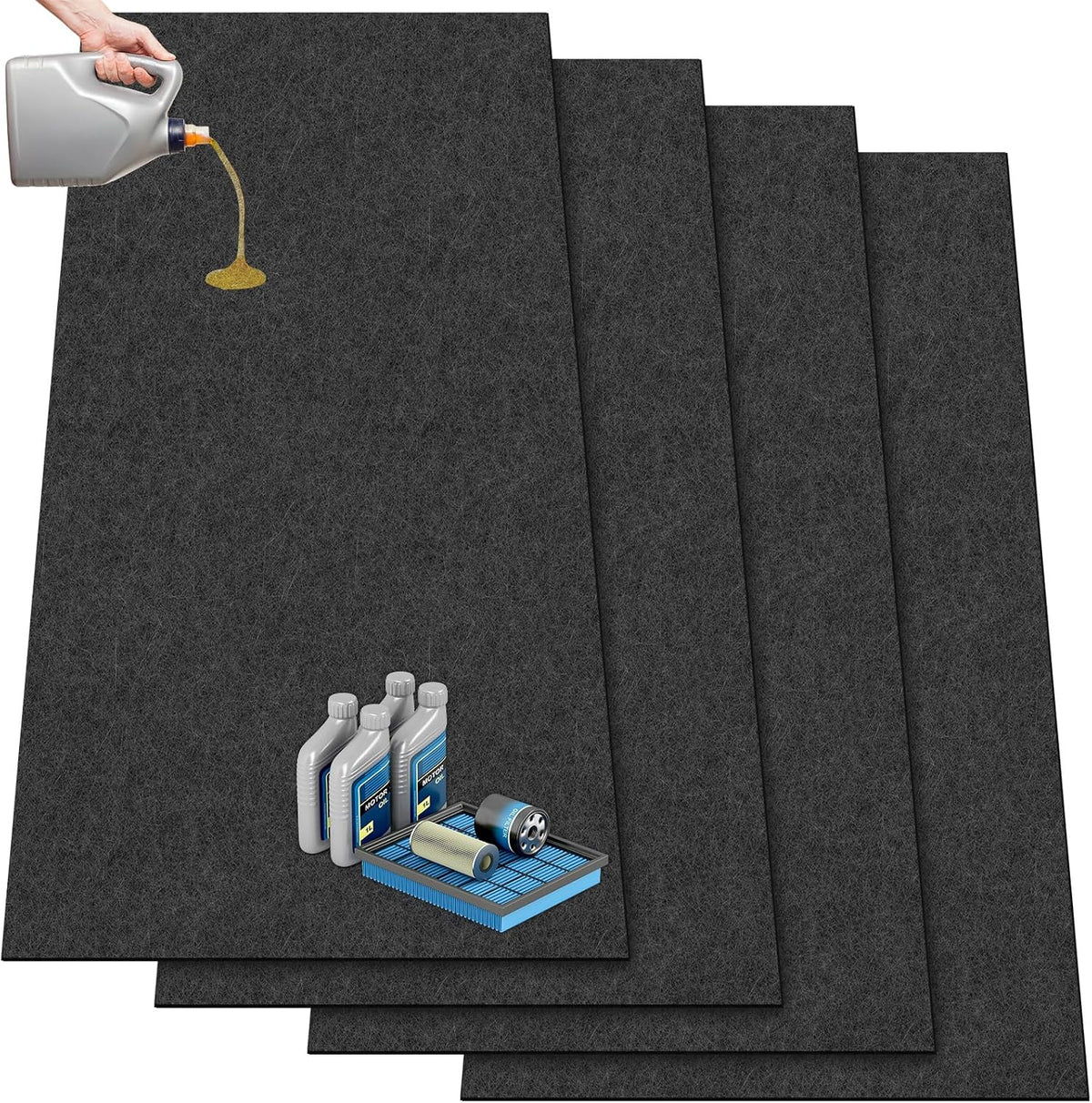 Drydiet 4 Pcs 36 X 72 in Oil Spill Mat for under Car, Driveway, Motorcycle