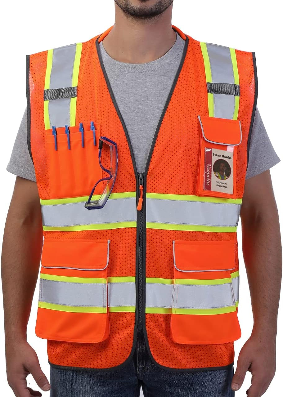 Neopelta Hi Vis Reflective Safety Vest for Men Women Orange Mesh/Yellow XL