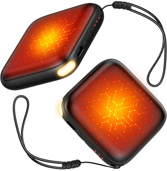 Hand Warmers Rechargeable 2 Pack - 6000Mah 3-Temp Fast Heating Electric Hand Warmers with LED Light, UL Certified Portable Pocket Heater, Hunting Essentials, Gifts for Christmas Men Women Teens