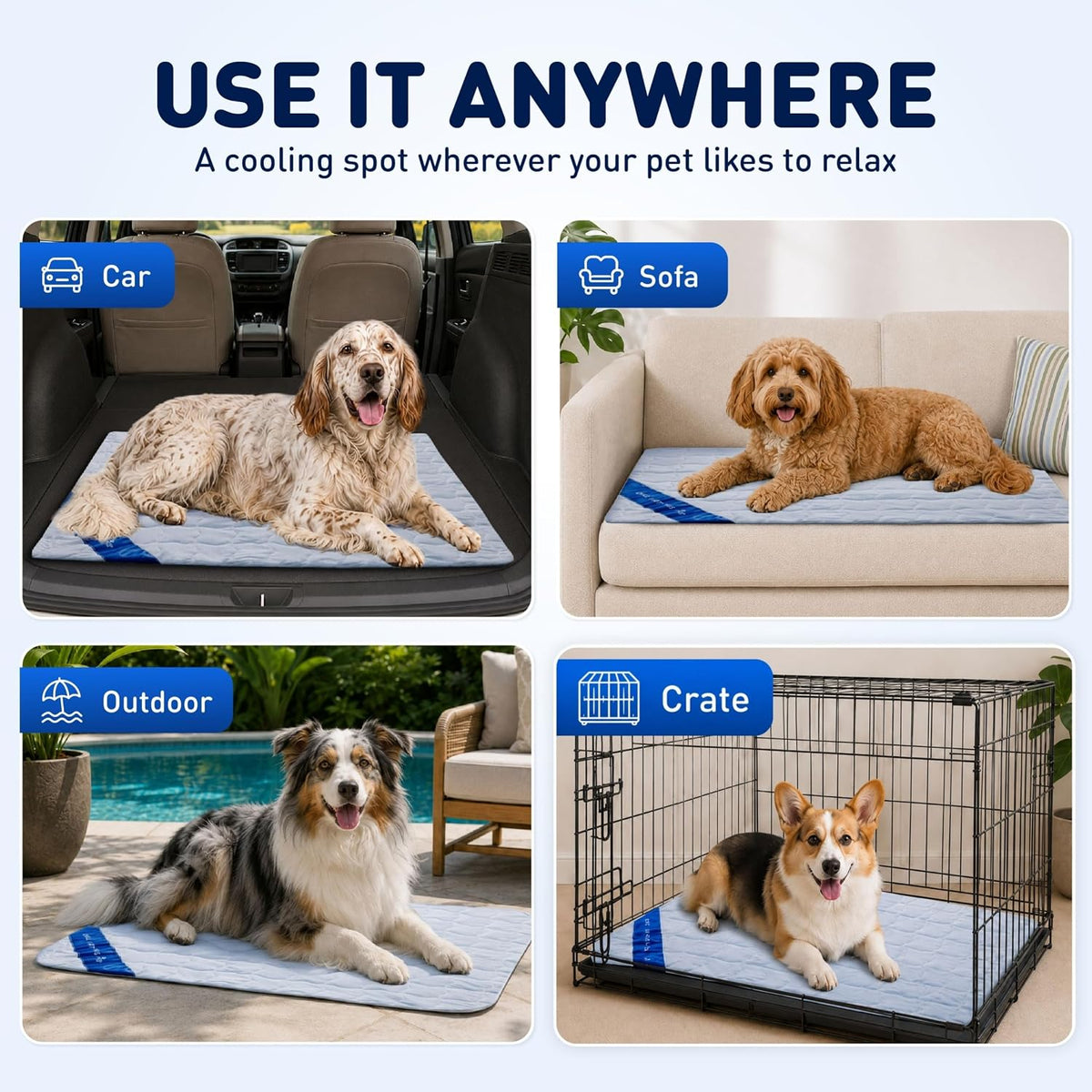 INSPECTOR TAIL Dog Cooling Mat, Large, Indoor & Outdoor Self Cooling Pad