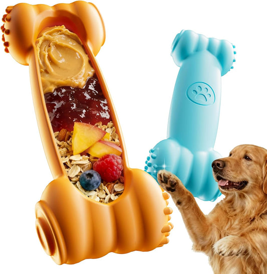 2-Pack Freeze Toys for Dogs Slow Feeder Lick Bone Indestructible Chew Toy