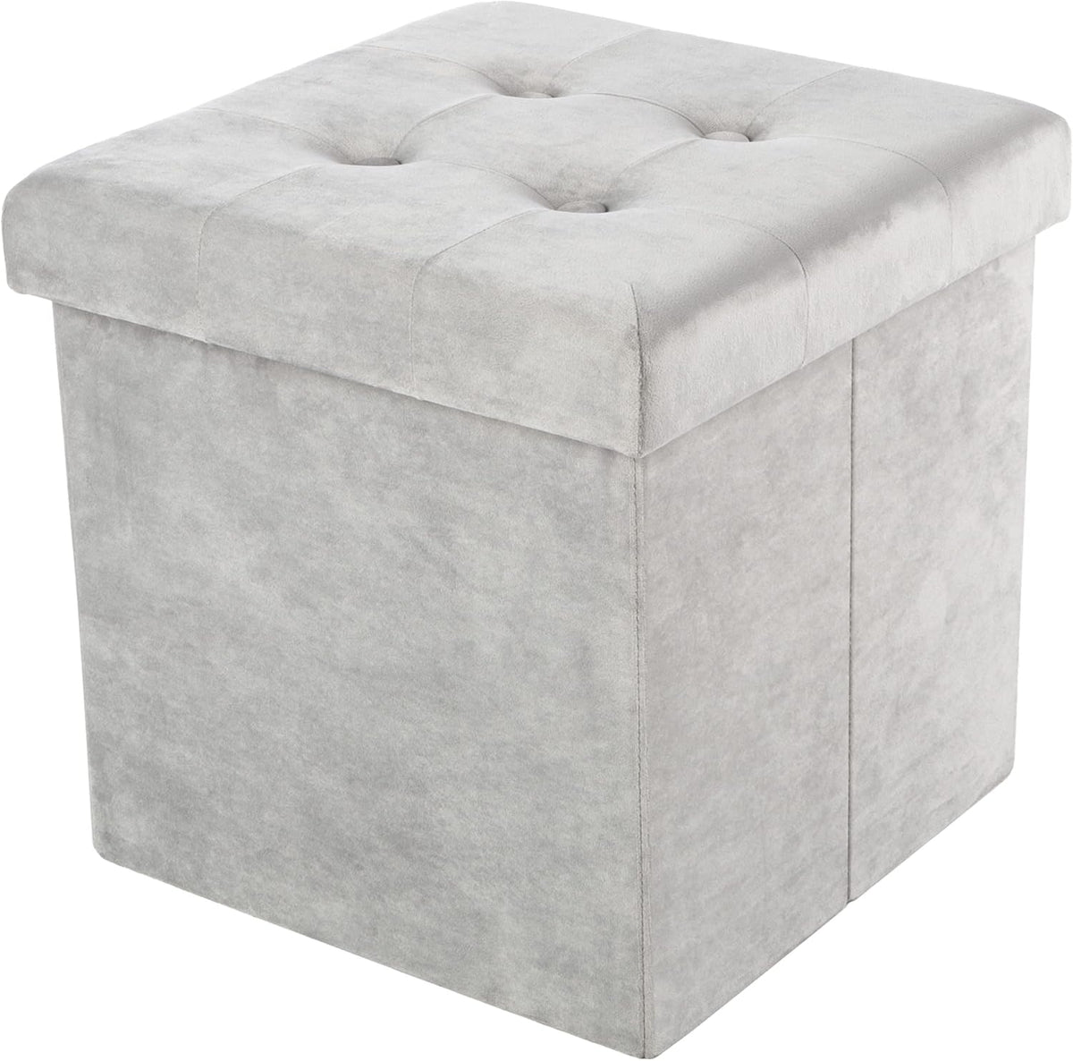 Storage Ottoman - Velvet Tufted Footrest, Linen Chest, or Storage Organizer with Removable Lid for Bedroom, Living Room, or Dorm by Lavish Home (Gray)