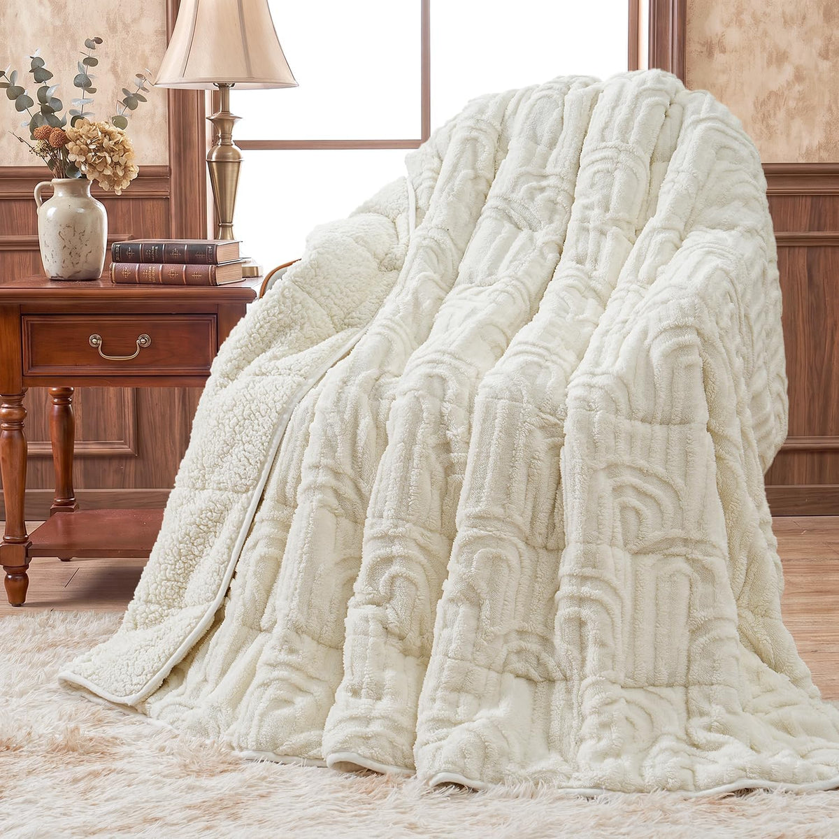 Wemore Soft Weighted Blanket for Adults 60" X 80" 15 Lbs Queen Size Cream