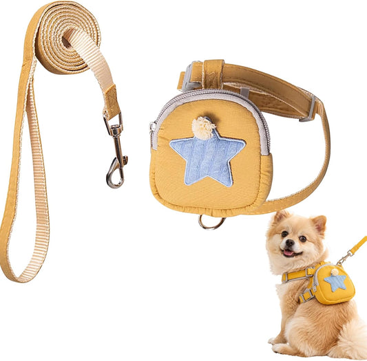 Pet Harness Set with Hair Clip Cute Backpack Cat Vest Belt Leash Snapdesign