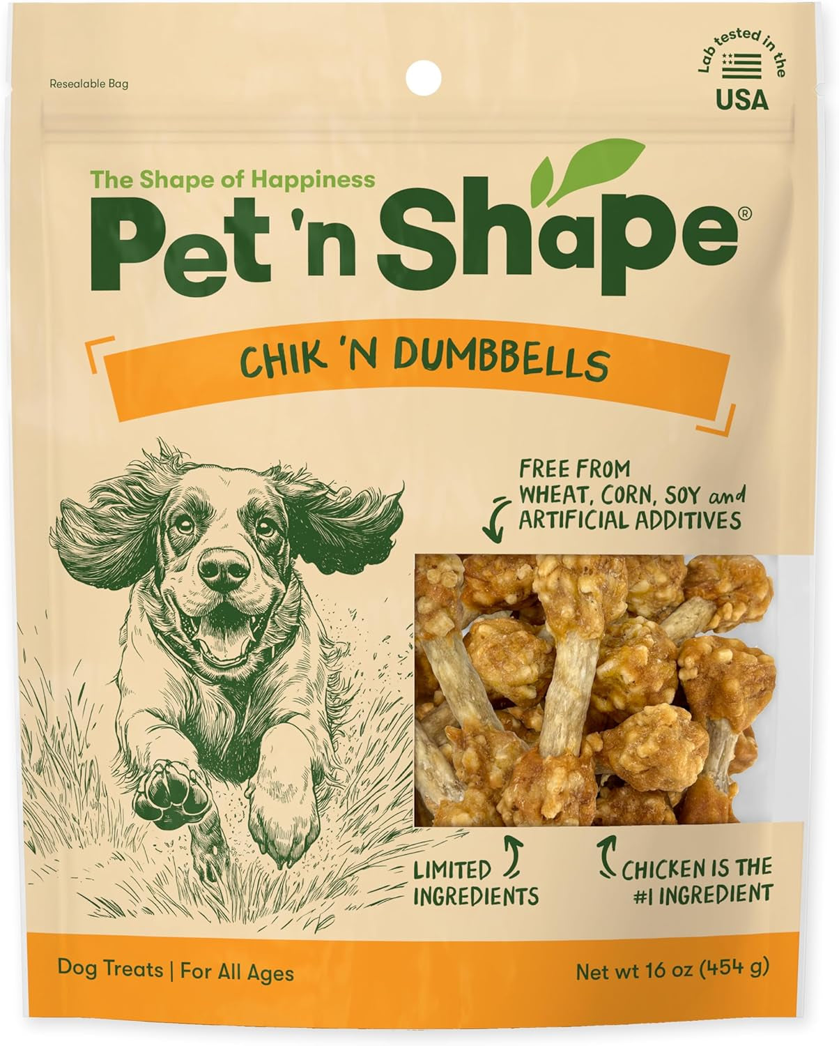 Pet 'N Shape Chik 'N Rice Dumbbells - Natural Dog Treats, Chicken, 1 Pound