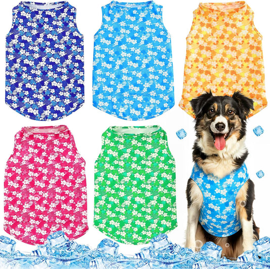 Talltalk 5 Pack Dog Cooling Vest Quick Dry Shirts Mesh Breathable Instant Sun Protection Cooling Dog Vest Lightweight Summer Beach Hawaii Jacket Collar for Outdoor Walking Hunting Hiking Clothes(L)