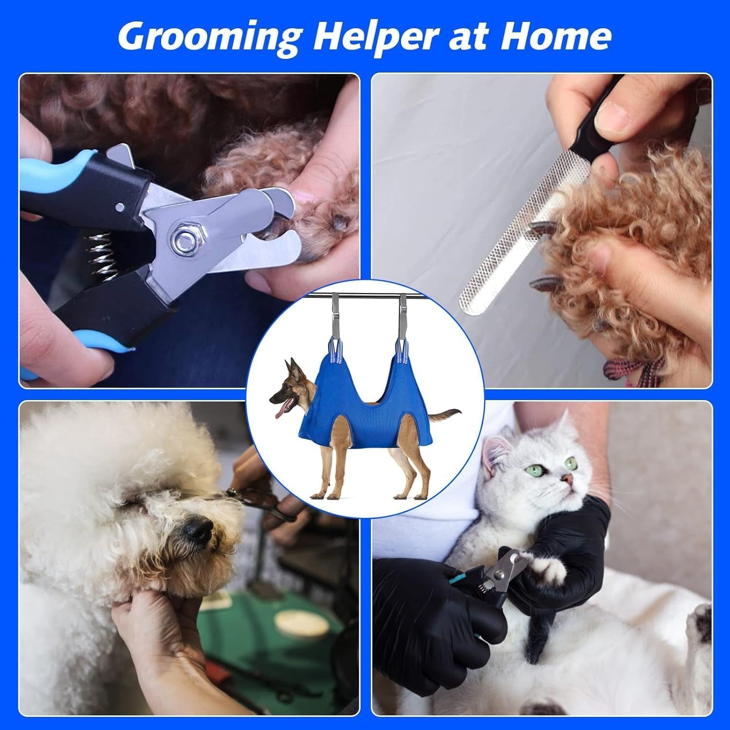 ATESON Pet Grooming Hammock with Nail Clippers/Nail Trimmers/Grooming Scissors, Dog Grooming Harness for Nail Trimming, Pet Grooming Sling Helper