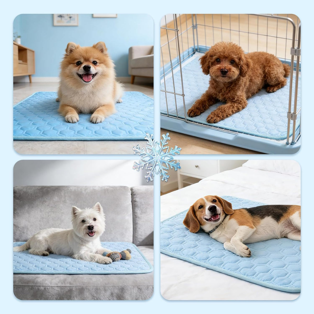 Dog Cooling Mat Ice Silk Washable Non-Slip Pet Summer Pad