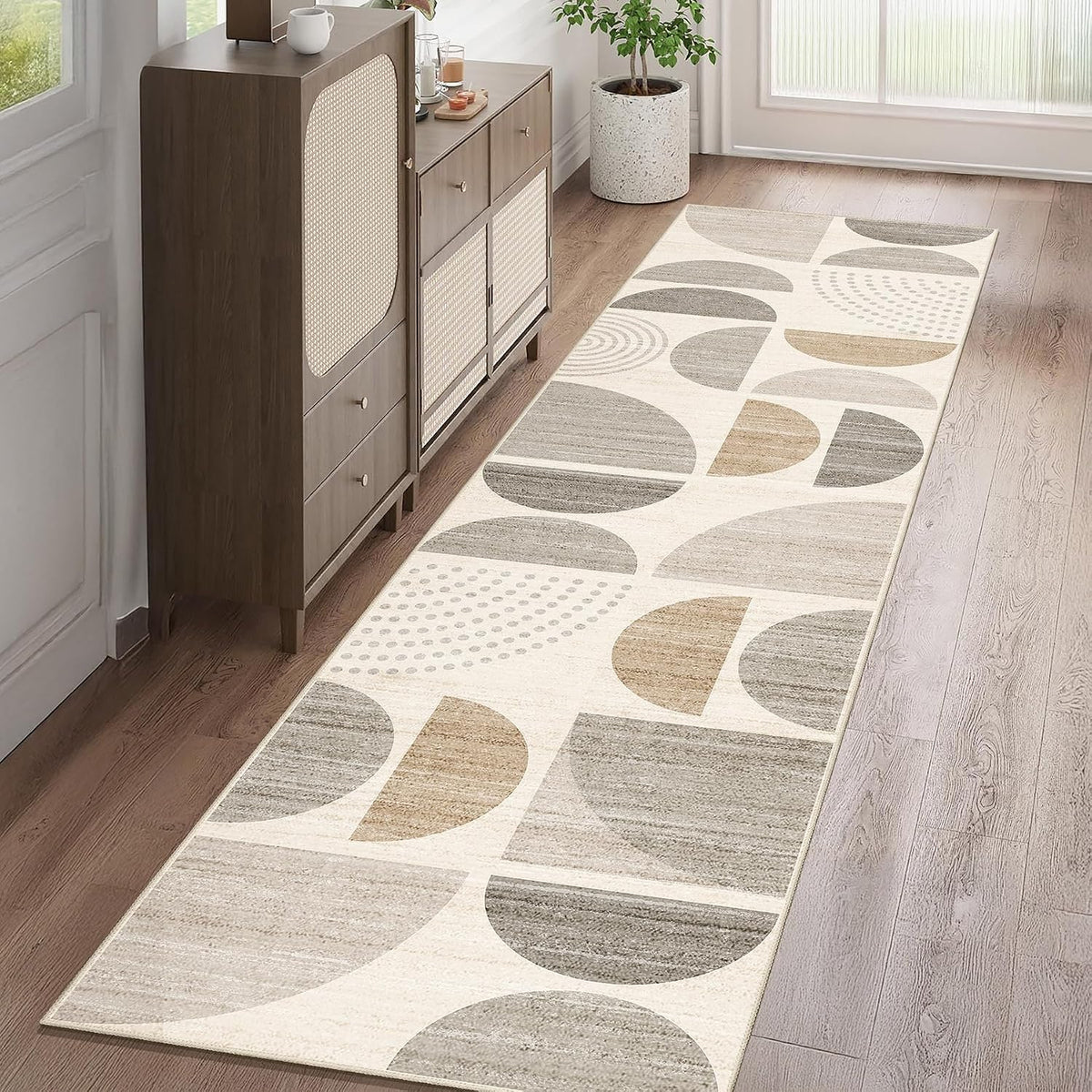 MUJOO Boho Runner Rug Washable,2X8 Area Rugs Non Slip Modern Abstract
