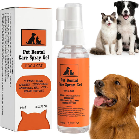Pet Oral Spray Gel for Dogs & Cats, No Brushing Cat Dental Spray Gum Care