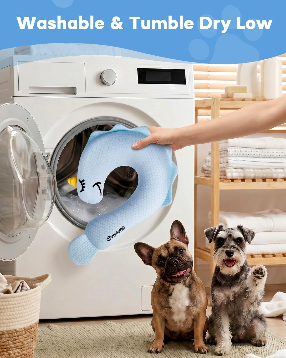 Burgeonnest Cooling Small Dog Pillow for Puppies and Cats,(Cool Blue, Medium)