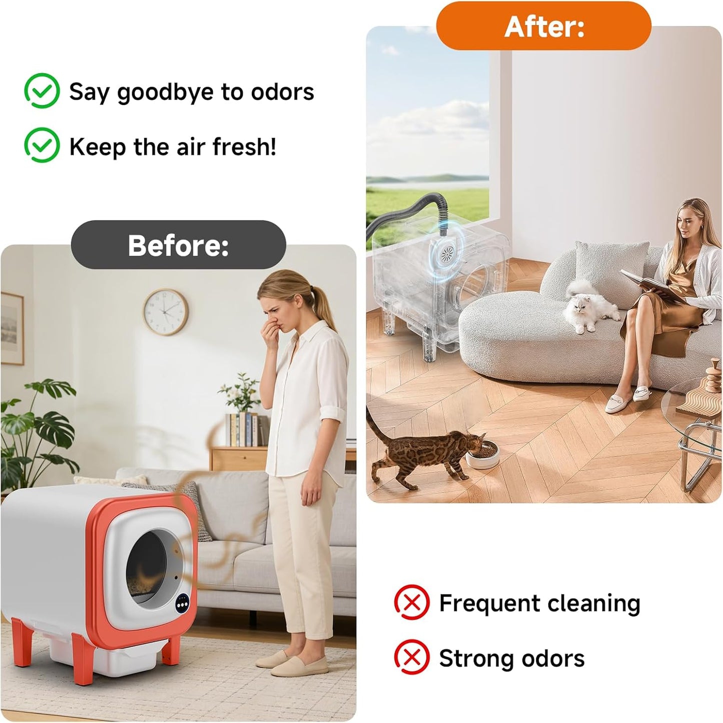 Fan for Smart Litter Boxes, Ultra-Quiet Operation, Universal Design Compatible with Most Automatic Litter Boxes
