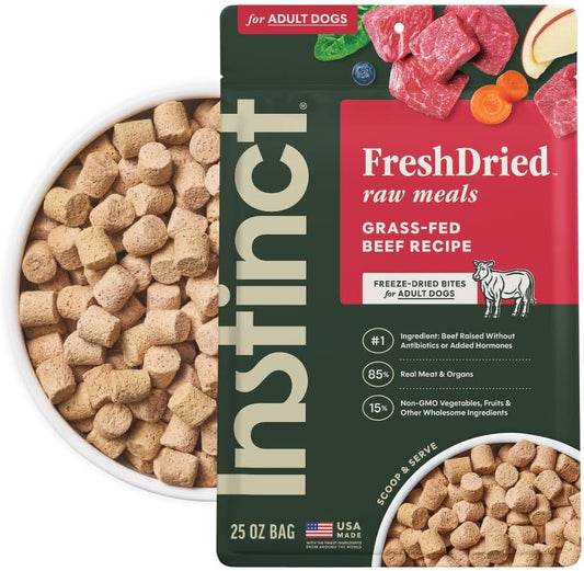 Instinct Freeze-Dried Meals, Freshdried Bites, Natural Dog Food, Grain-Free - Grass-Fed Beef, 25 Oz. Bag