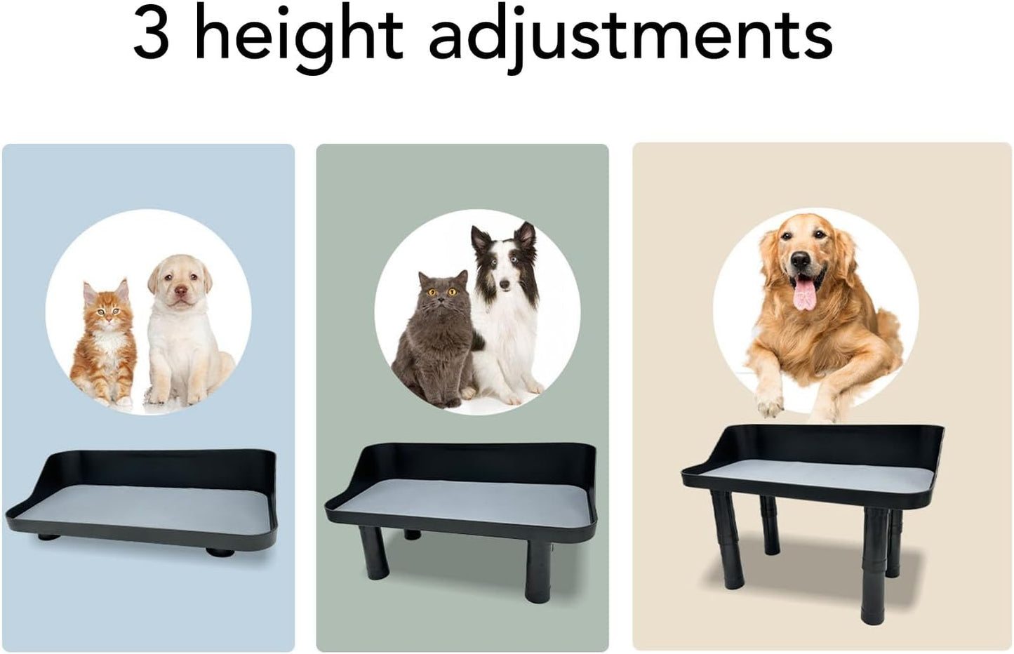 Diydeg Elevated Dog Bowls, 3 Height Adjustable Raised Dog Bowl, Plastic Food Water Bowl Stand Pet Feeder Dish Station for Small Medium Large Cats Pets