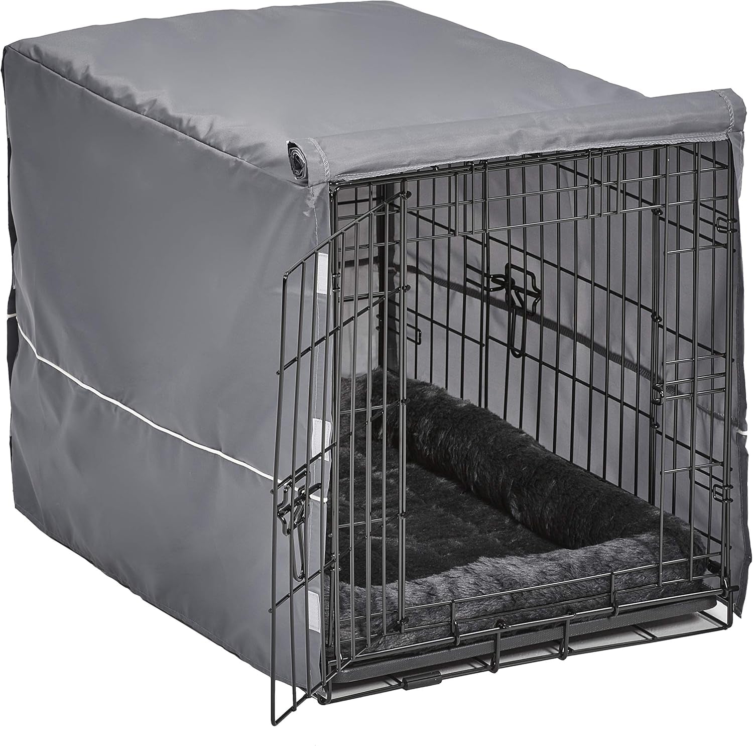 Midwest Homes for Pets Double Door 30-Inch Dog Crate Kit, Bundle Includes a Two-Door Cage, Matching Gray Bed and Crate Cover, for Medium-Sized Breeds