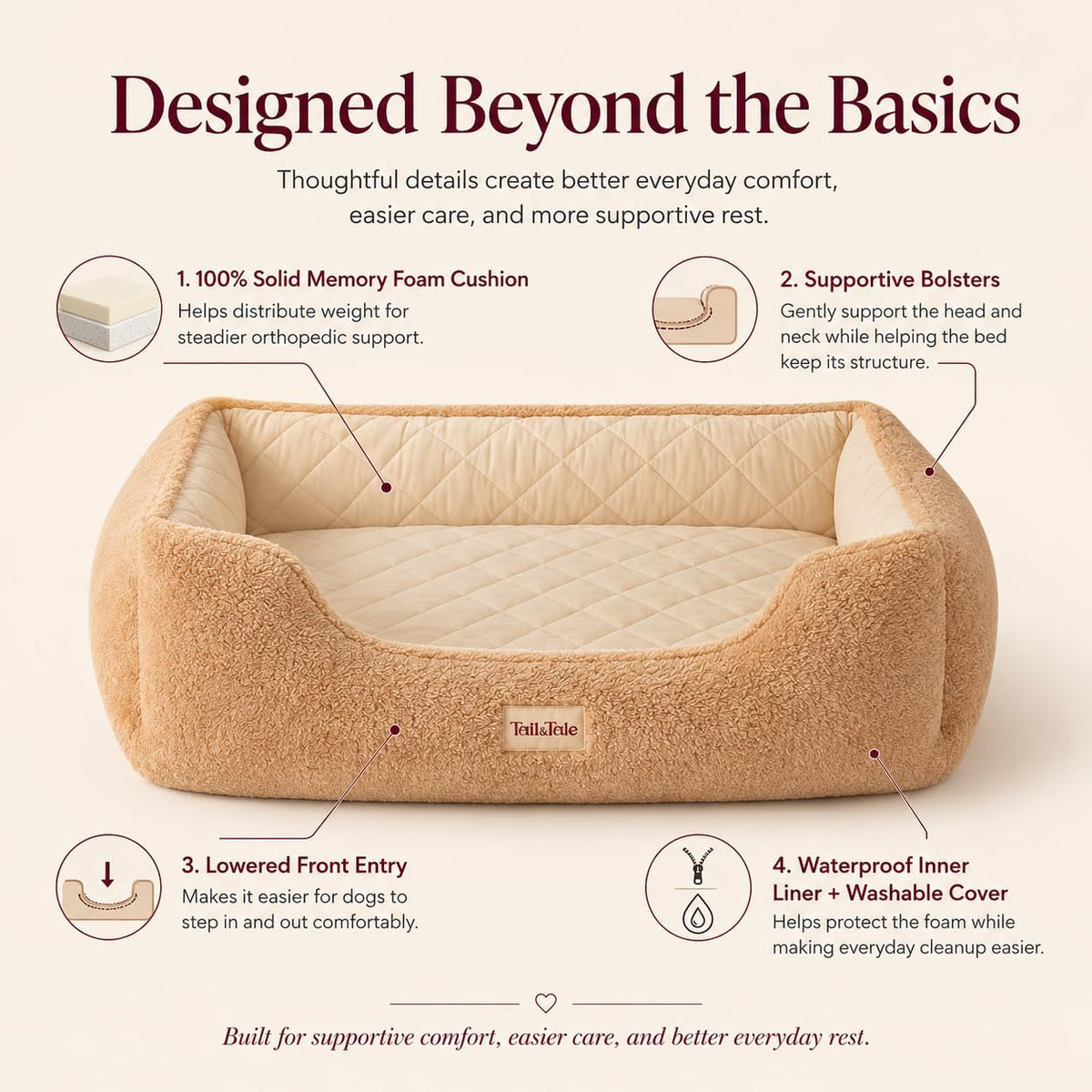 Cooling Orthopedic Dog Bed for Large Dogs, Memory Foam, Washable Cover