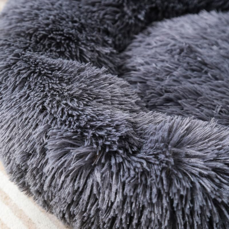 Donut Cat Bed, Calming Dog Beds for Small Dogs & Indoor Cats, Dark Dray