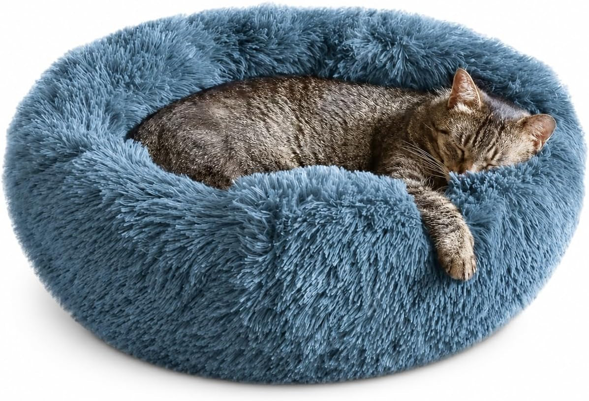 Whiskers & Friends Cat Beds for Indoor Cats & Small Dog, Fluffy Cat Bed