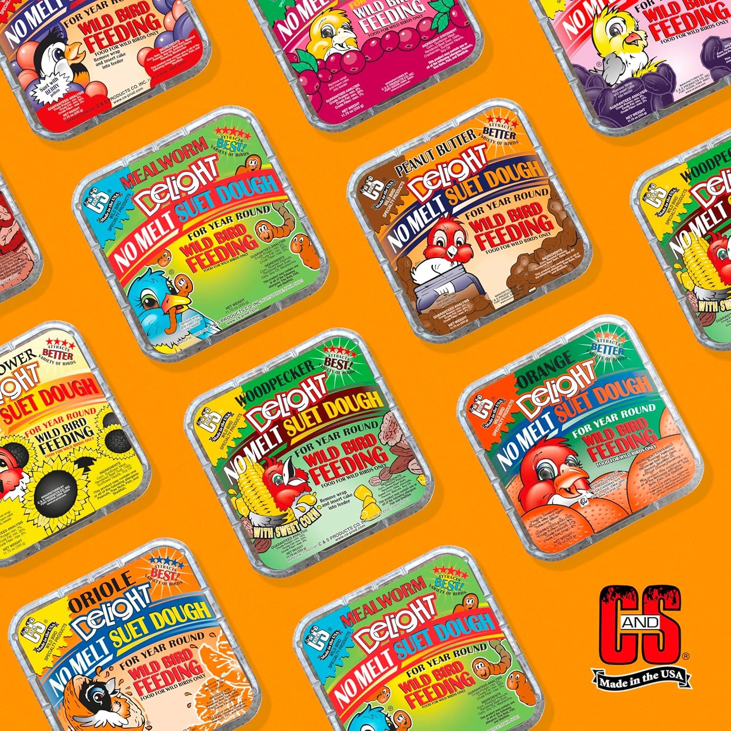 C&S Peanut Butter Delight No Melt Suet Dough, Suet Cakes for Wild Birds Including Wrens, Woodpeckers, Cardinals, Songbirds, Jays and More, 8 Pack