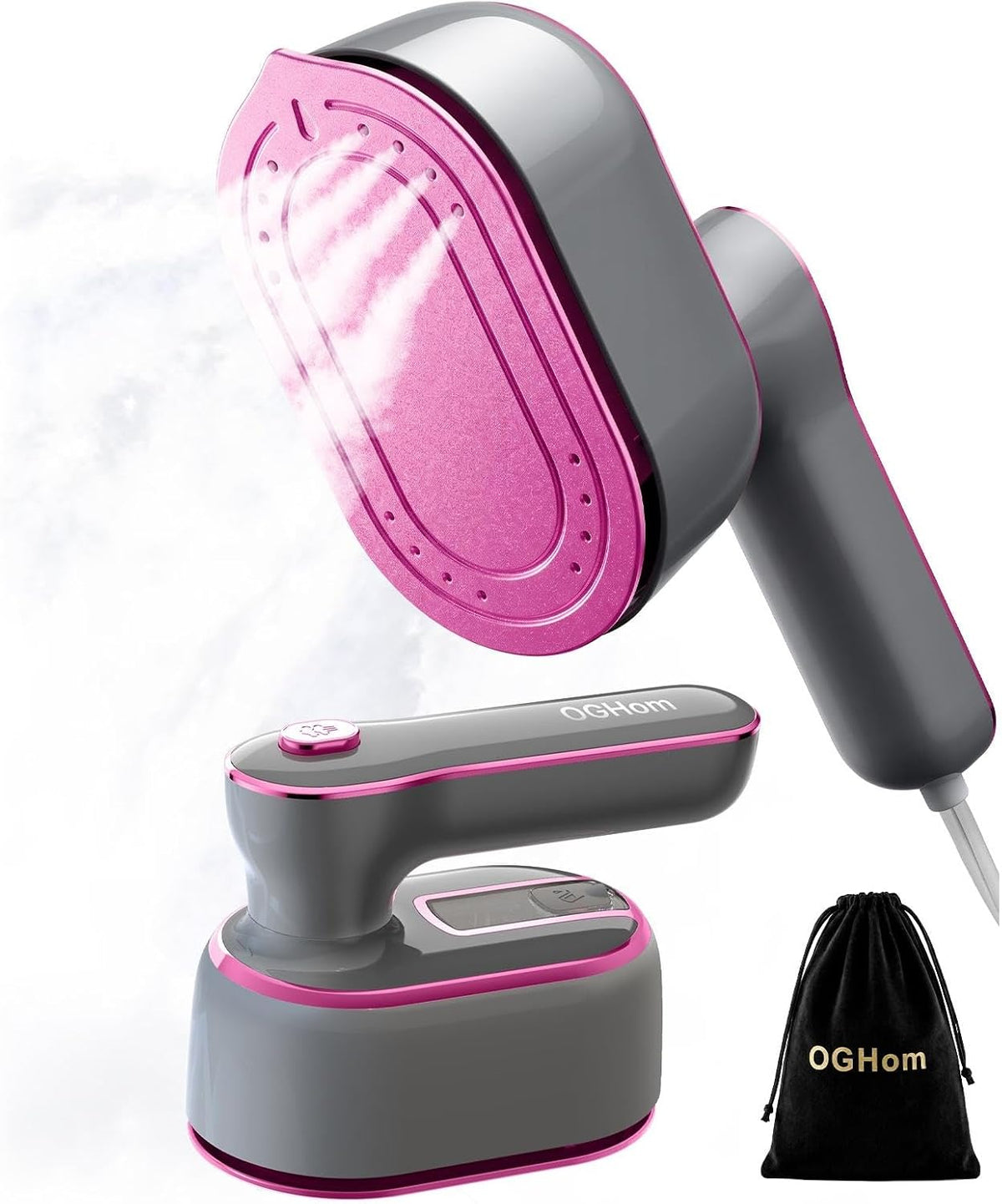Steamer for Clothes, 2-In-1 Handheld Clothes Steamer with Dry & Steam Ironing, 180° Rotatable Handle, 20S Fast Heat-Up, 970W Portable Travel Steamer for Clothes, Compact for Home & Travel