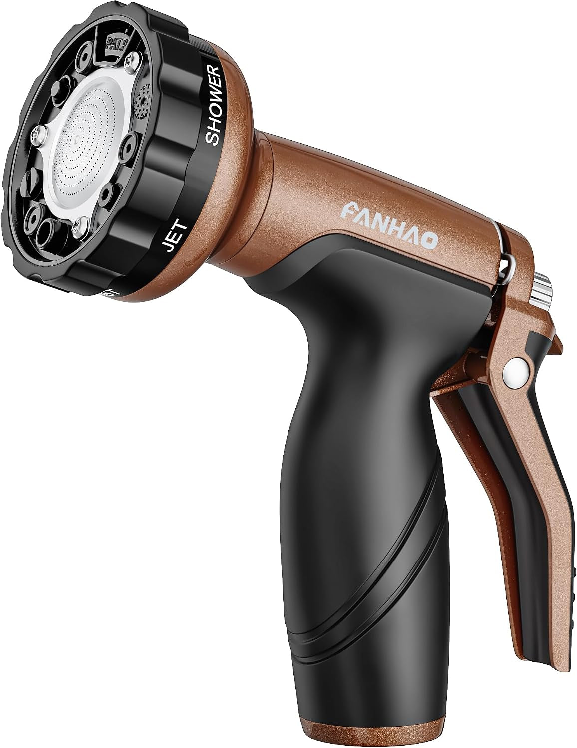 FANHAO 7 Spray Patterns Metal Garden Hose Nozzle with Lockable Trigger