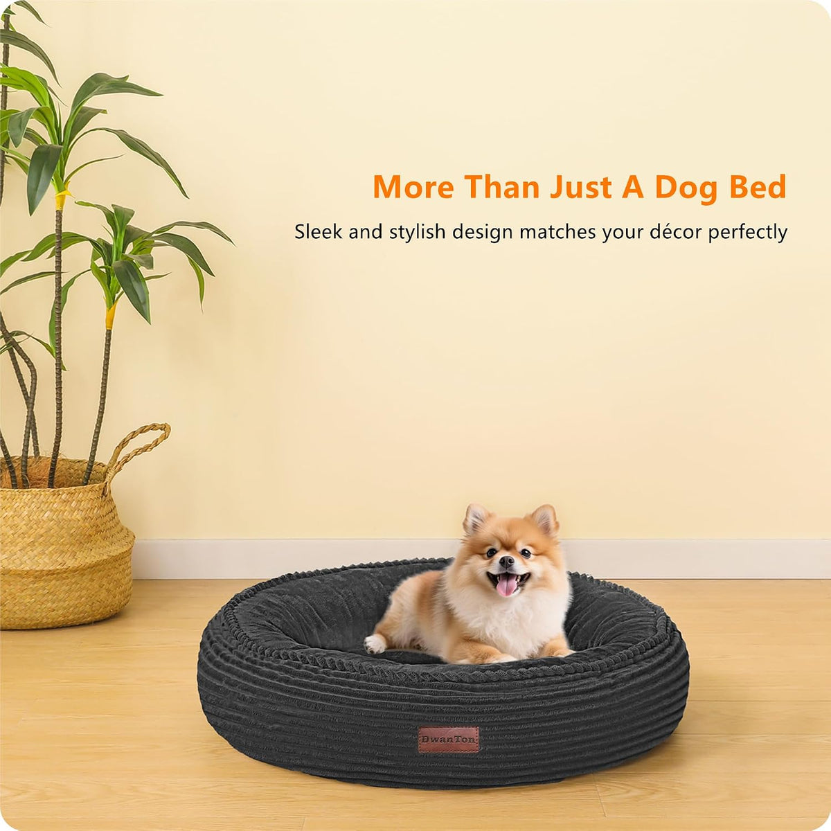 Dwanton Orthopedic Small Dount Dog Bed Cat Bed, Calming Egg-Crate Foam, 24"