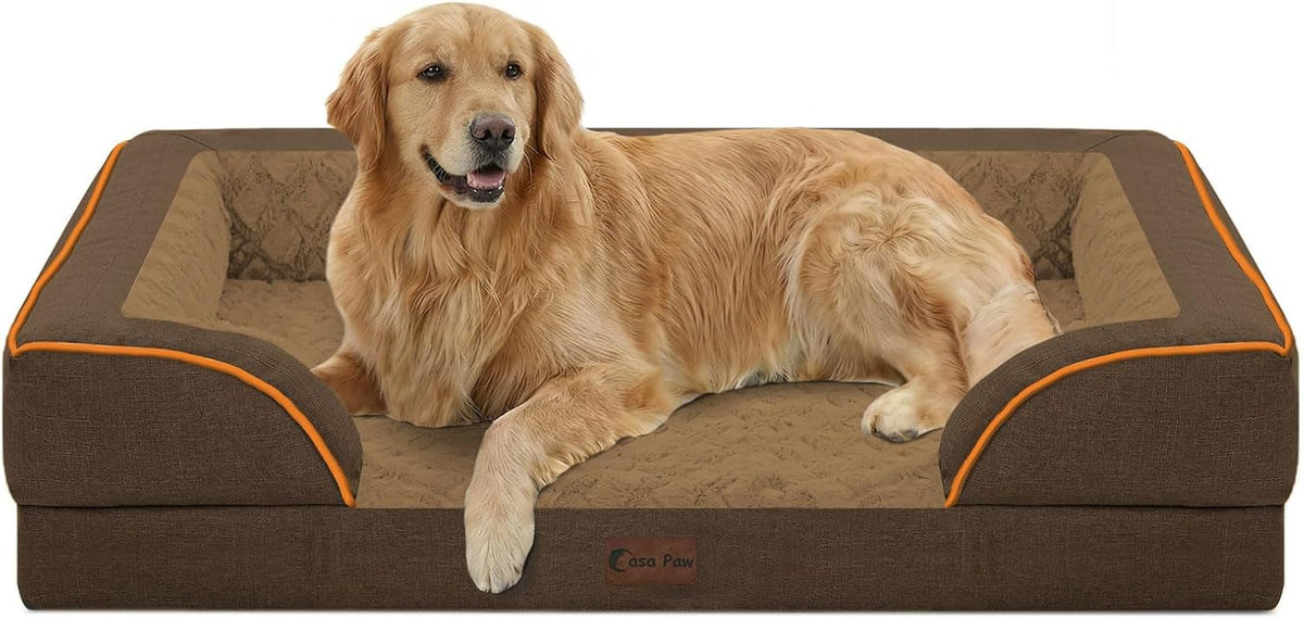 Orthopedic Washable Dog Bed for Extra Large Dogs, 42X30In, Brown