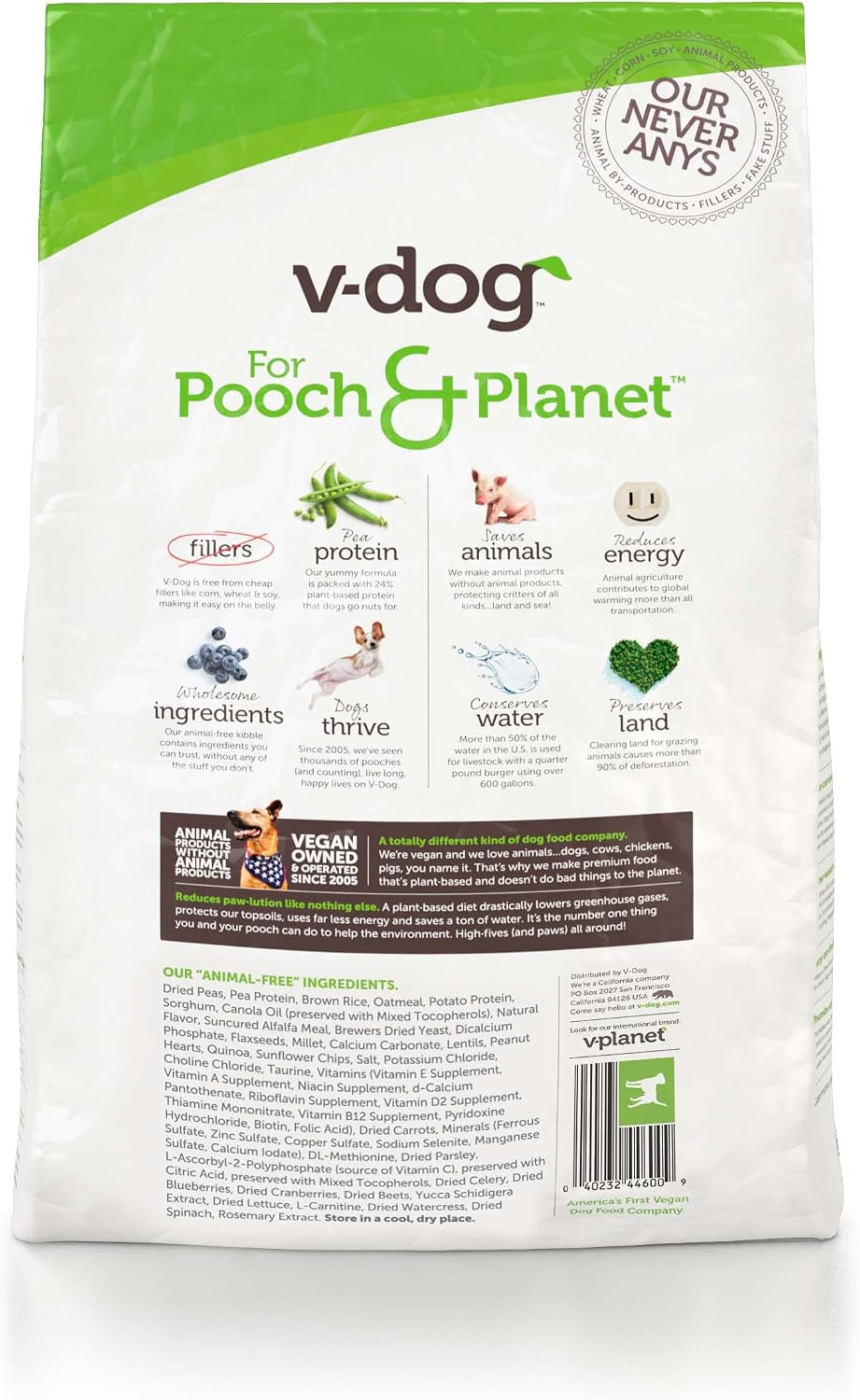 V-Dog Vegan Mini Kibble Dry Dog Food (4.5 LB) Small Breed Dogs | Plant-Based Protein with Added Taurine for Sensitive Stomach and Skin | All Natural Made in US