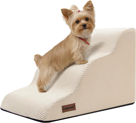 Aodisman Dog Stairs for Small Dogs,3 Step Dog Ramp for Couch,Non-Slip Steps