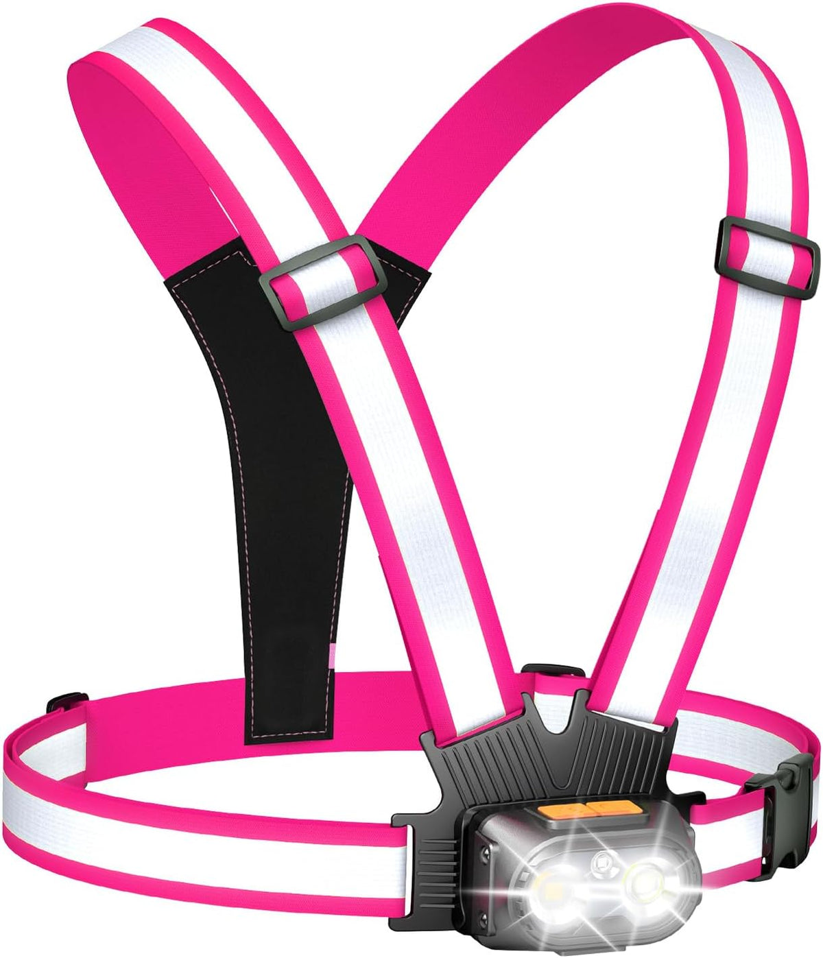 Running Lights for Runners 500Lm,Night Running Reflective Vest with Chest Light for Women Men, 360° Running Lamps & IPX4 Waterproof Rechargeable Light up Gear for Night Walking/Cycling/Jogging/Hiking