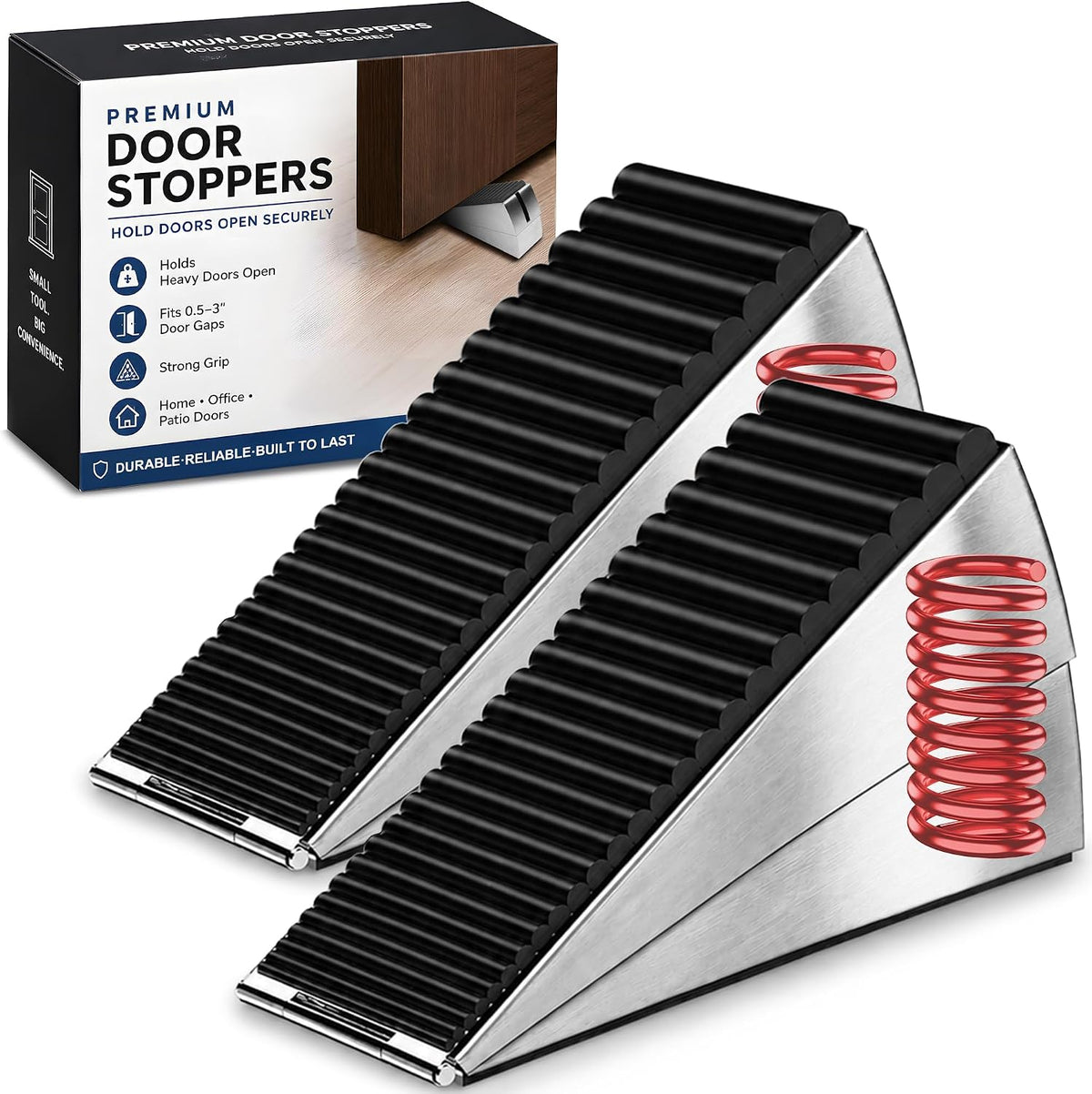 Hoople 2 Pack Door Stoppers for Bottom of Door, Heavy Duty Door Stop Wedge