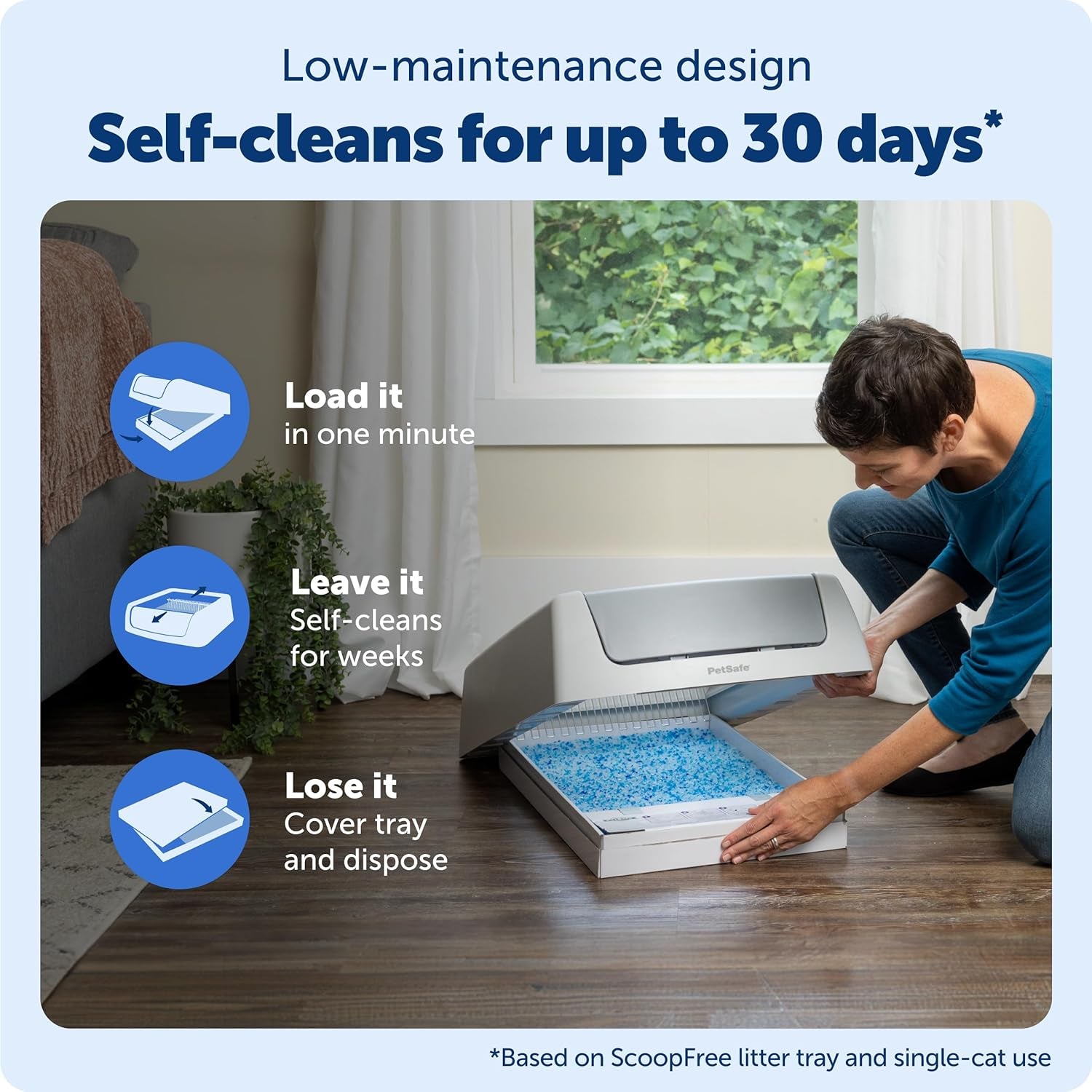 Petsafe Scoopfree Crystal Classic Self-Cleaning Litter Box System – Automatic Cat Litter Box - Advanced Odor Control – Includes Disposable Crystal Litter Tray (PAL00-17296)