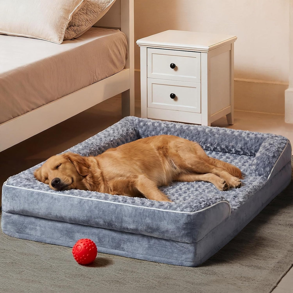 WNPETHOME Orthopedic Washable Dog Bed Large for Senior Dog Cozy Sleep