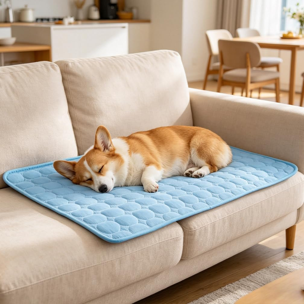 Dog Cooling Mat 2026 Upgraded Arc-Chill Cooling Dog Bed Mat, Washable Pet Cooling Pad (Q-Max>0.4) Cooling Mat for Dogs & Cats Indoor & Outdoor Car Seats (Blue, 28X22 In)