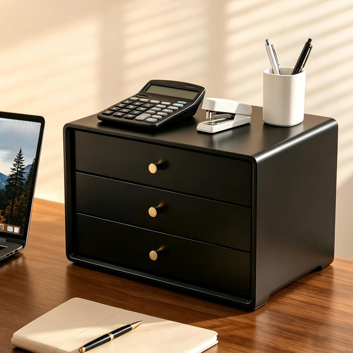 Nnewvante Bamboo Desk Drawer Organizer, Desktop Storage for Home Office