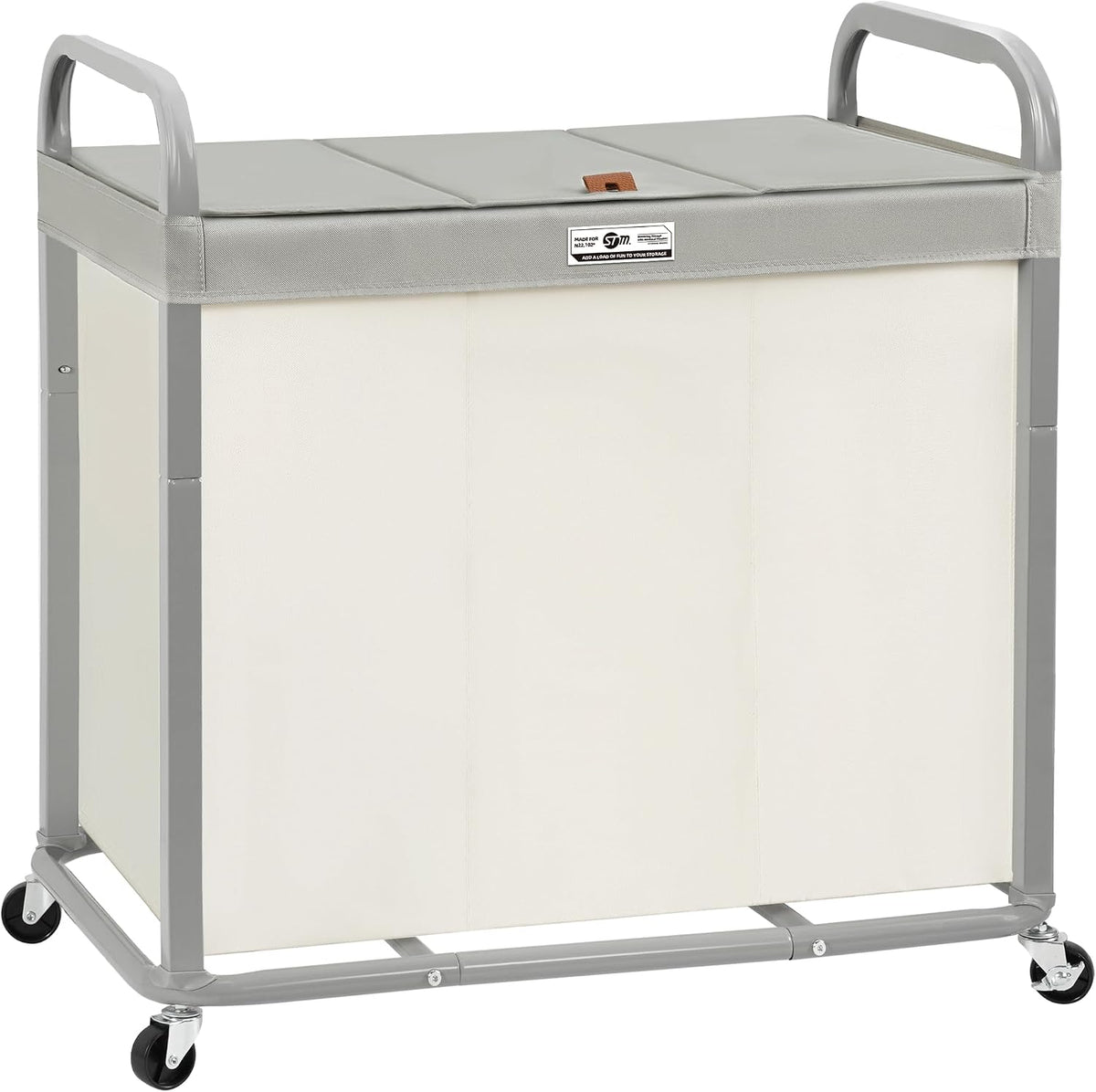 STORAGE MANIAC Laundry Hamper 3 Section with Lid Rolling Laundry Basket