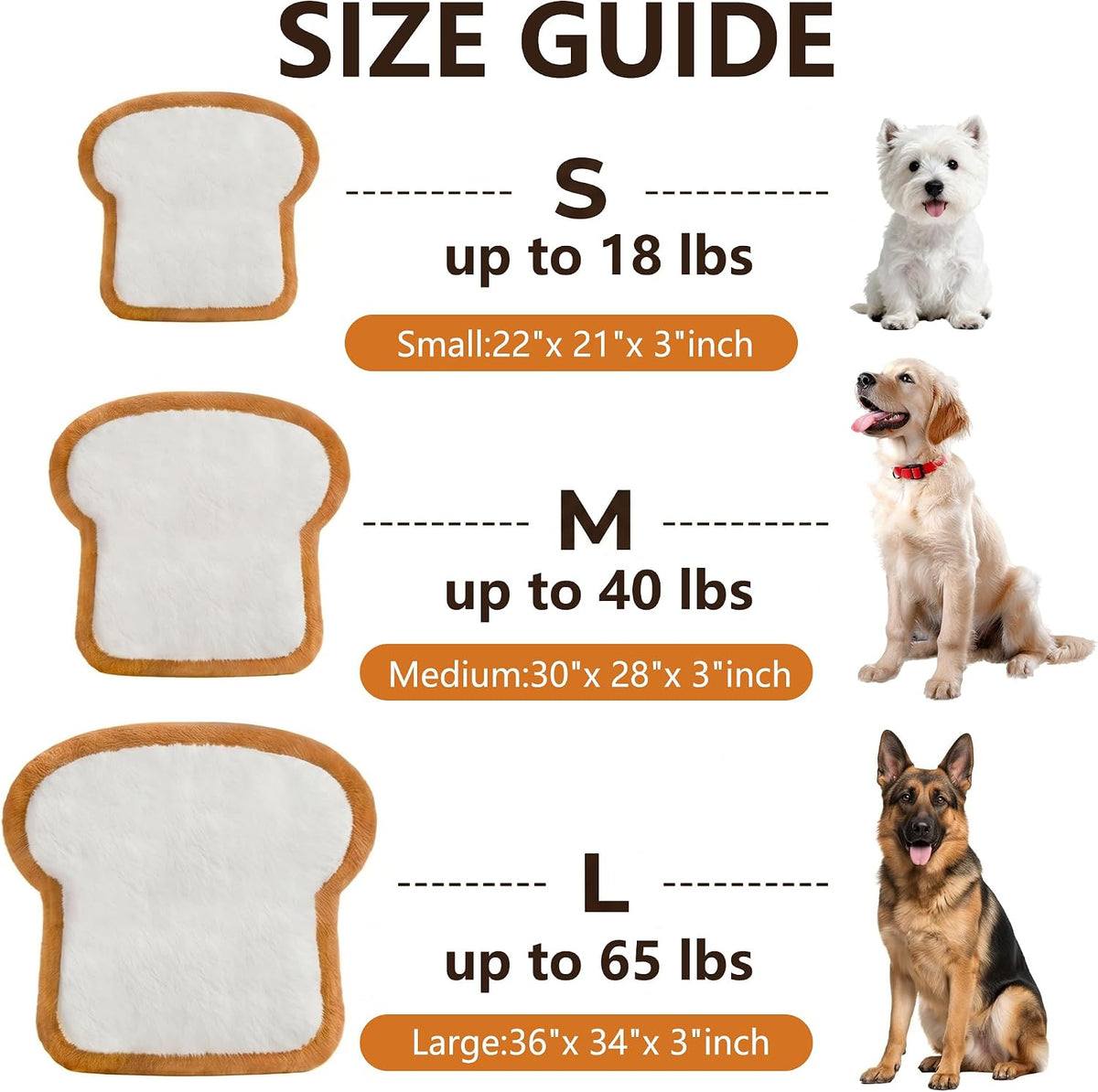Dog Beds for Small Dogs, Toast Shaped Dog Bed Mats with Orthopedic Foam, Machine Washable Non-Slip Pet Bed, Plush Soft Small Puppy Bed for Indoor