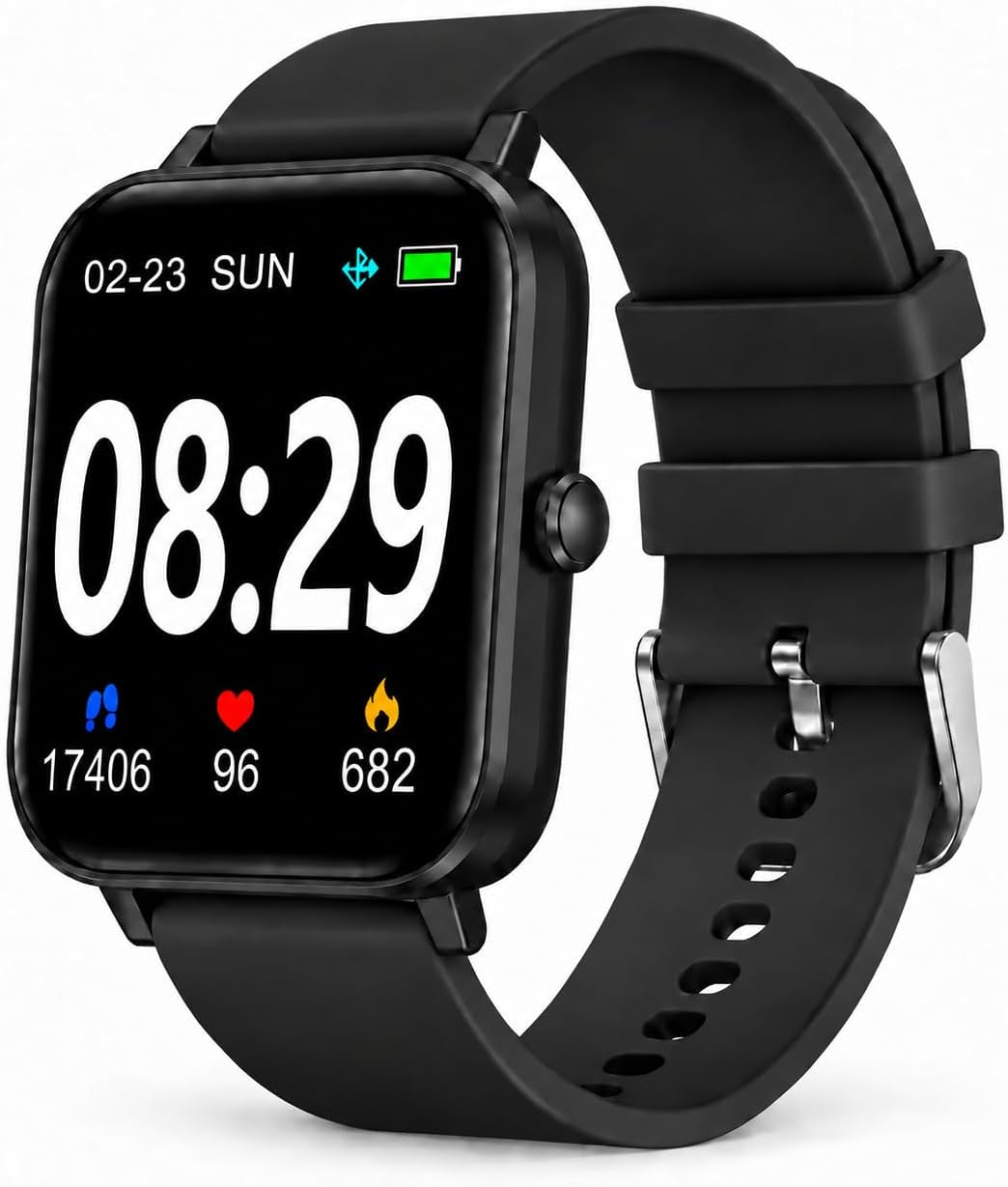 Choiknbo Smart Watch Fitness Tracker for Men Women with Pedometer Step Counter Tracker for Walking, Heart Rate Monitor, Sleep Monitor, Blood Oxygen, Senior Friendly, IP68 Waterproof