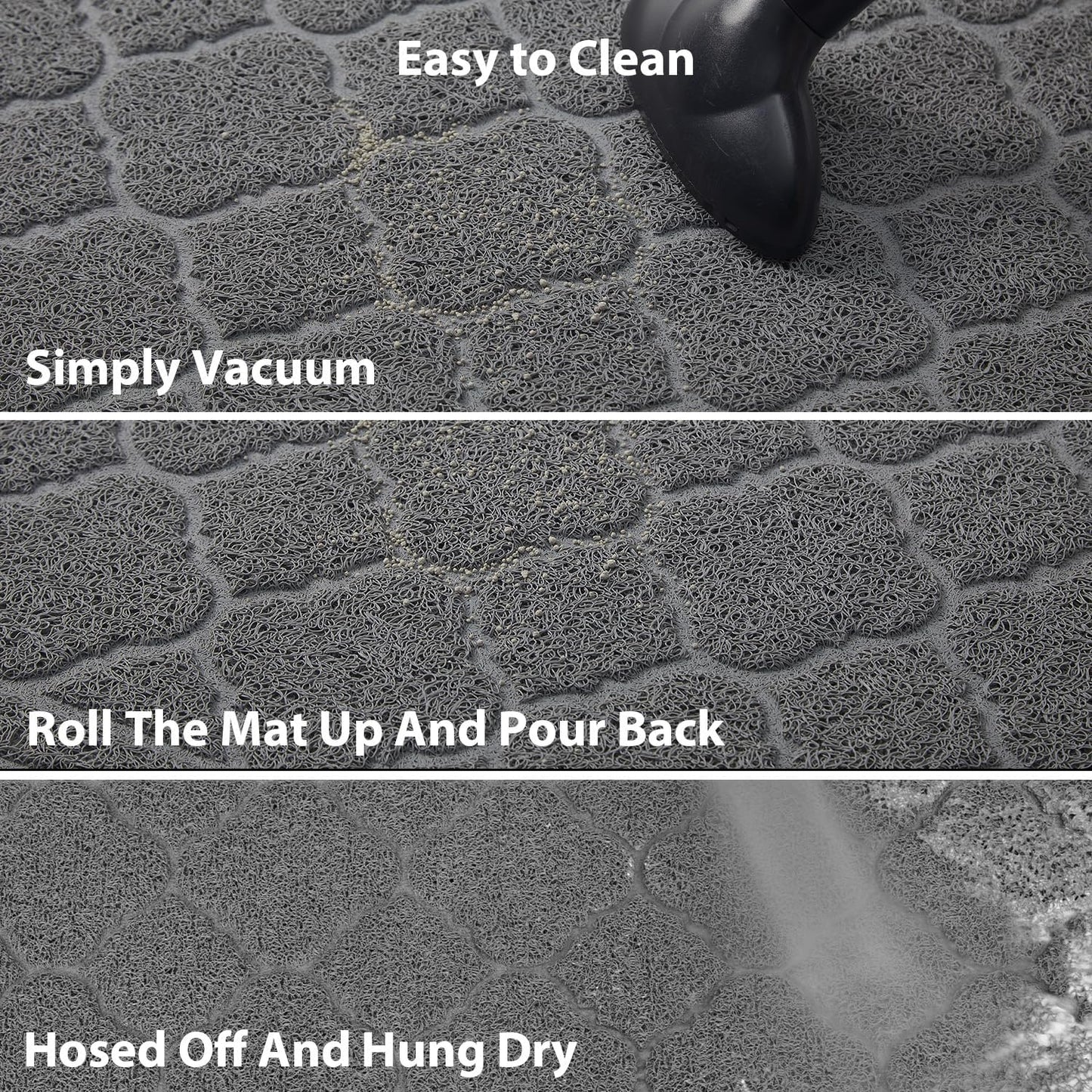 Wepet Cat Litter Box Mat, Kitty Premium PVC Pad, Durable Trapping Rug, Phthalate Free, Urine-Resistant, Scatter Control, XXL 47 X 36 Inch, Grey