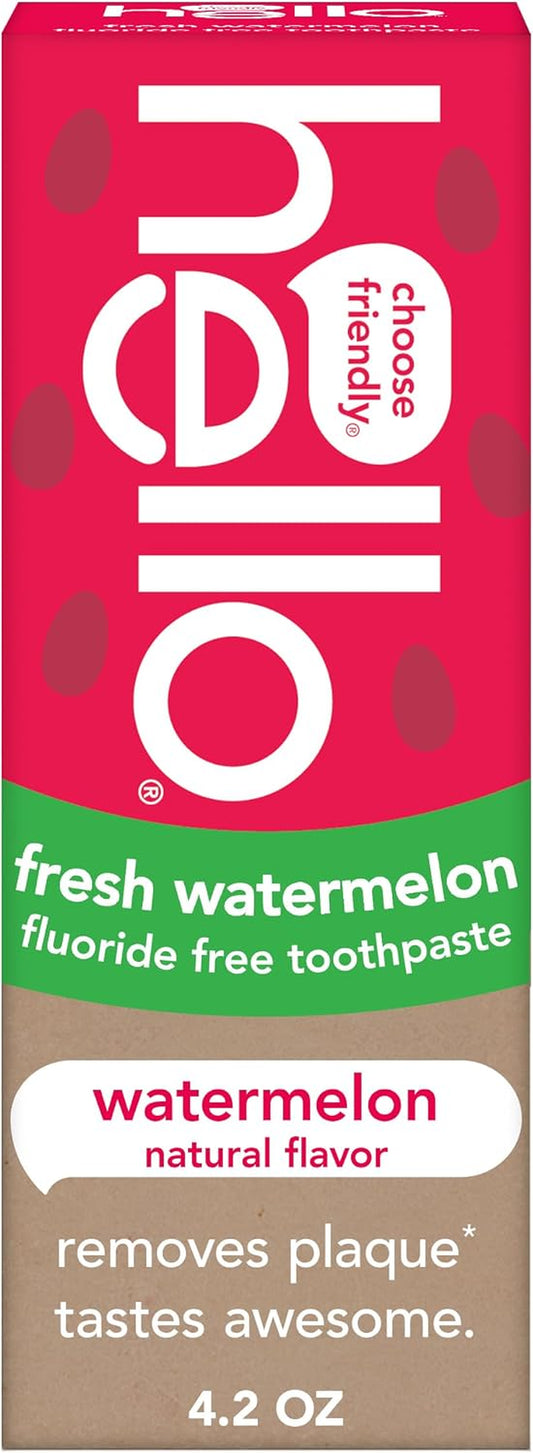Hello Kids Fluoride Free Toothpaste, Fresh Watermelon, 4.2 Oz