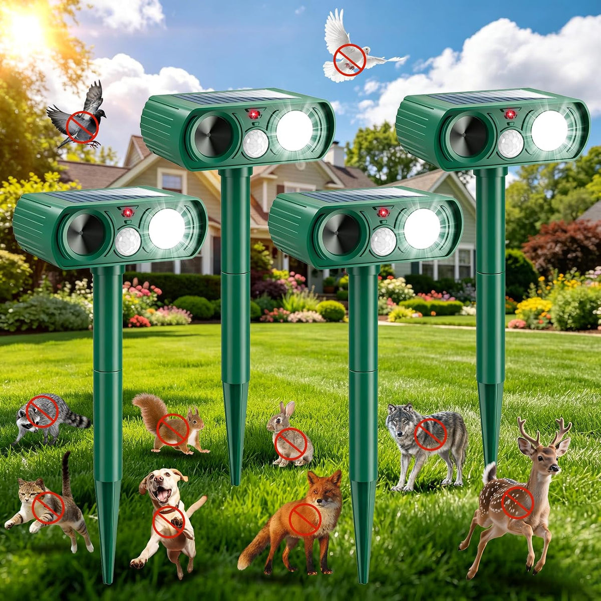 2026 Upgraded Ultrasonic Solar Animal Repellent Outdoor