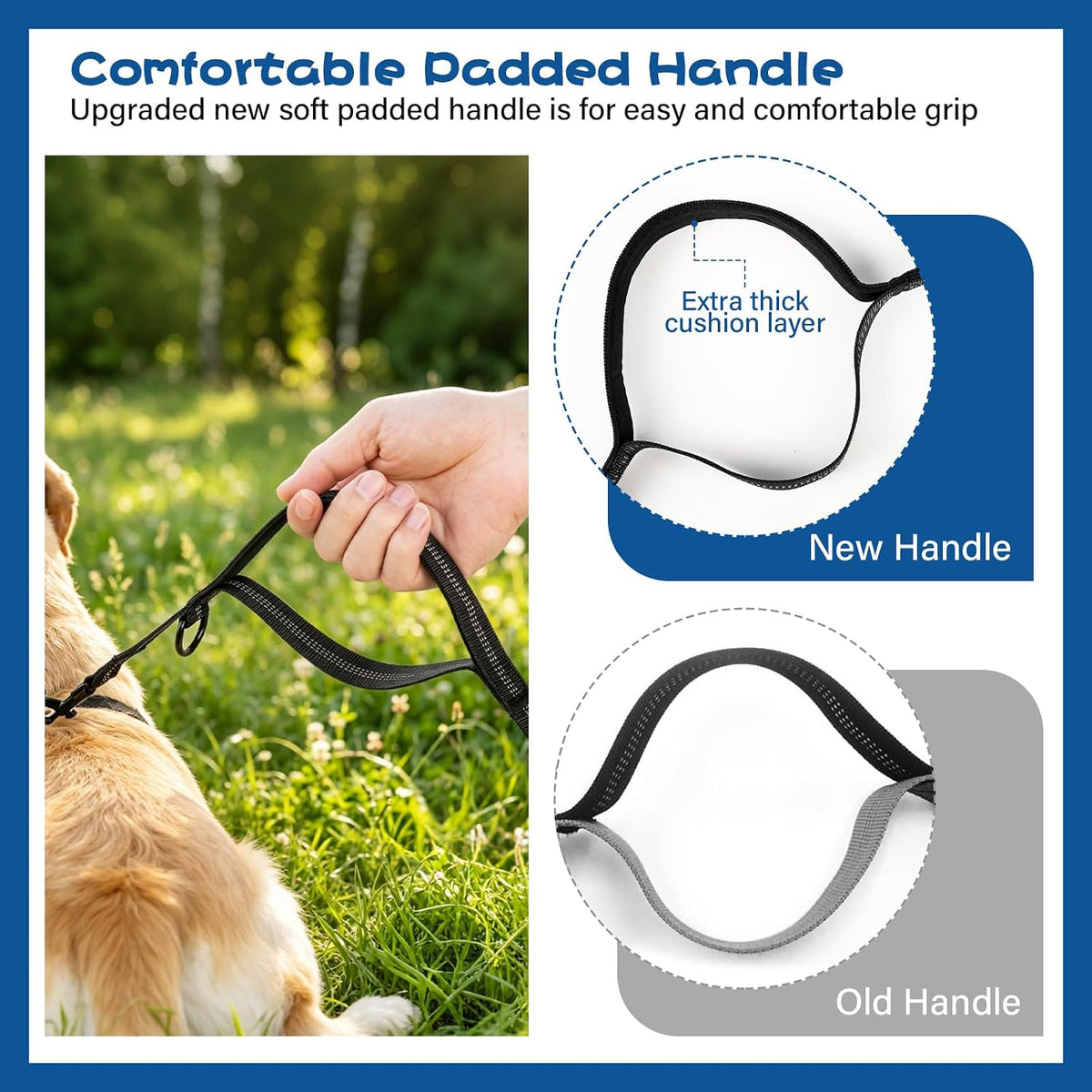 Uxisae Hands Free Dog Leash with Zipper Pouch Large Military Black