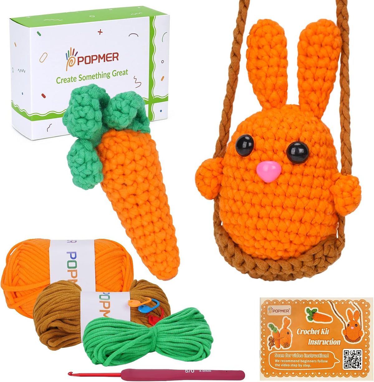 POPMER Crochet Kit for Beginners, Kid Girls & Adult, Gifts for Craft Lovers