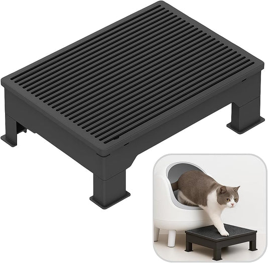 Cat Litter Box Step Ramp – Adjustable 3.5" & 6", Large 16.5"X12.6" Non-Slip Litter Trapper Platform Reduces Tracking, Fits Automatic Litter Boxes, for Kittens & Senior Cats